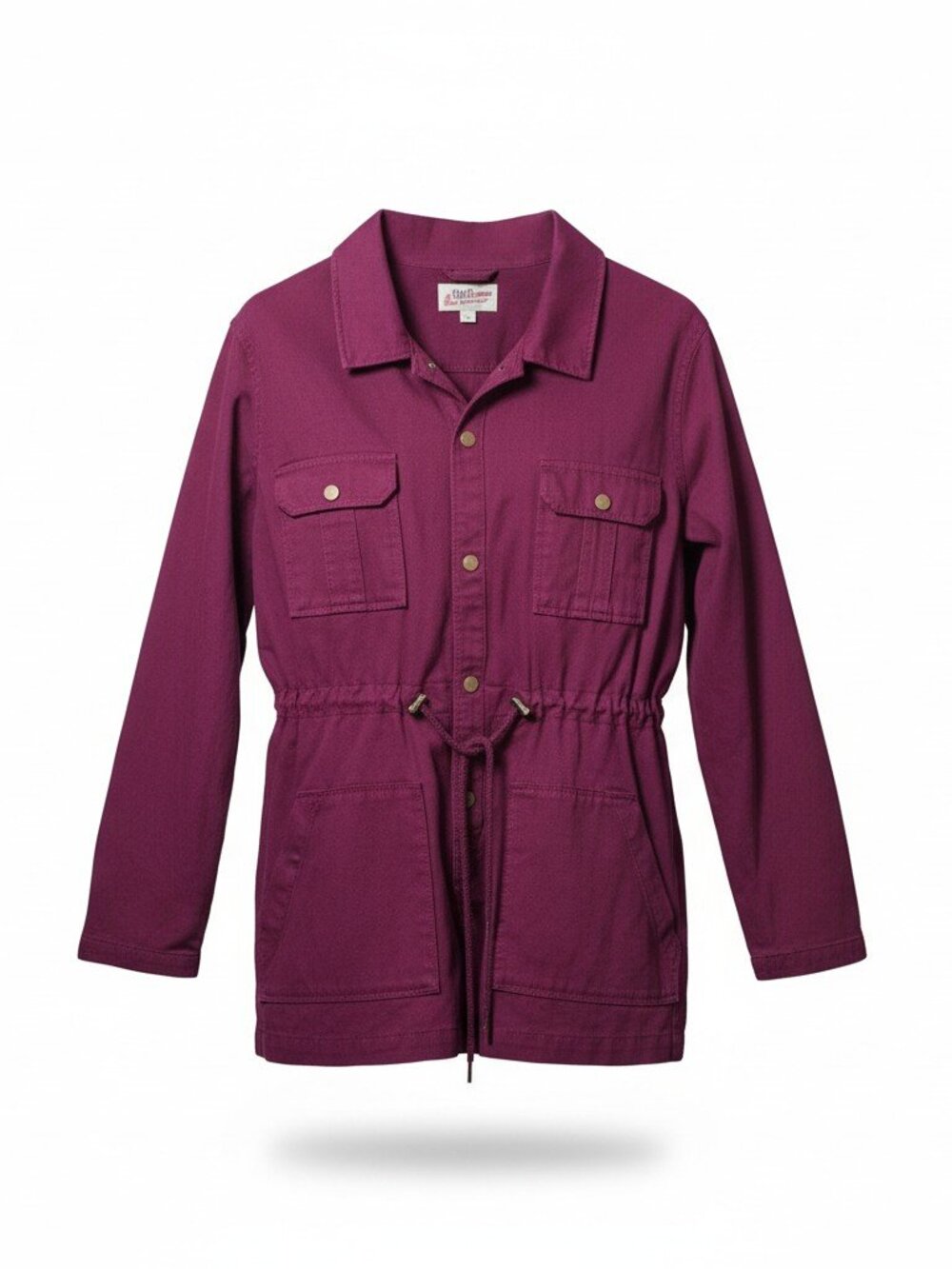 Arizona Womens XL Burgundy Utility Jacket Drawstring Waist 100% Cotton Cargo